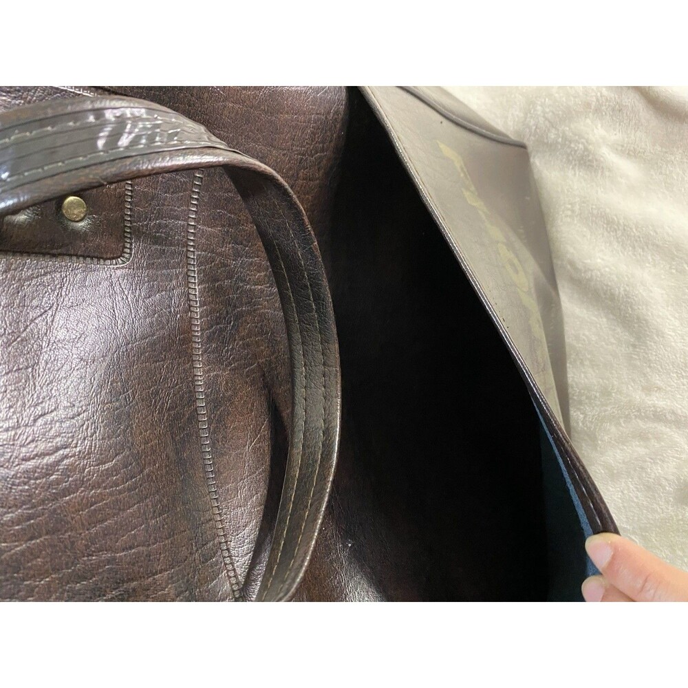 Vintage 60s 70s Travelworld Division Olson Brown Leather Travel Duffel Bag Ltd - Picture 6 of 12
